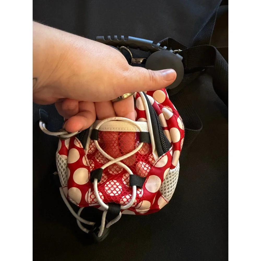 Disney Minnie Mouse Polka Dot Mini Backpack Crossbody Bag Red White Golfing Tag